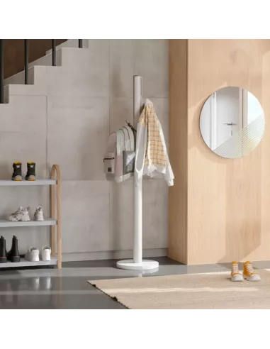 Porte manteaux sur pied - 9 crochets escamotables - Flapper Blanc - Umbra