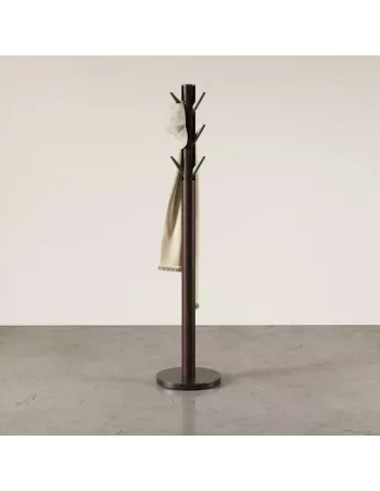 Porte manteaux sur pied - 9 crochets escamotables - Flapper Noir et Noyer 2