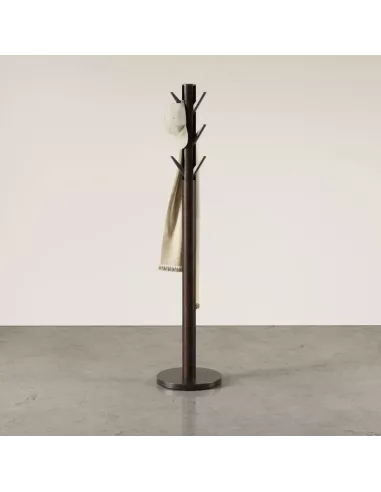 Porte manteaux sur pied - 9 crochets escamotables - Flapper Noir et Noyer