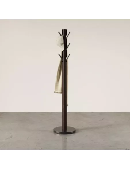 Porte manteaux sur pied - 9 crochets escamotables - Flapper Noir et Noyer