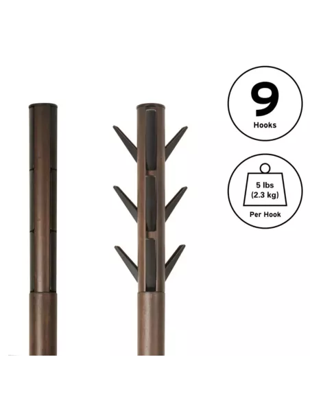 Porte manteaux sur pied - 9 crochets escamotables - Flapper Noir et Noyer