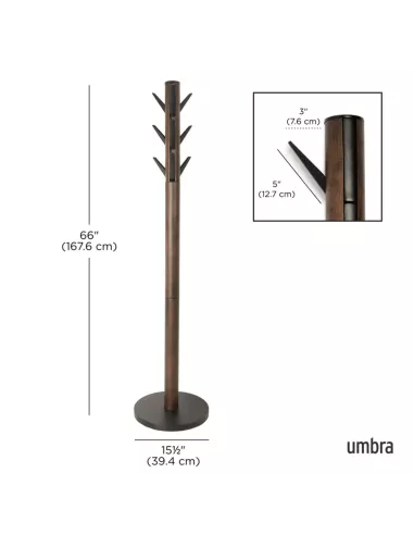 Porte manteaux sur pied - 9 crochets escamotables - Flapper Noir et Noyer