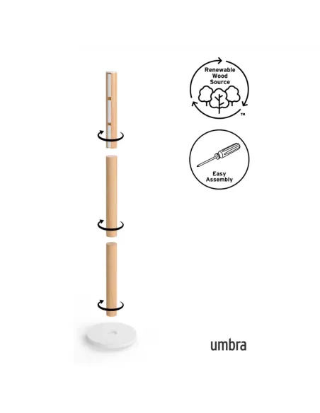 Porte manteaux sur pied - 9 crochets escamotables - Flapper Bois naturel et blanc de Umbra