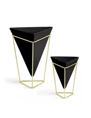 Pot de Fleur de table ou Vide poche à poser - Trigg - Céramique Noire - Lot de 2