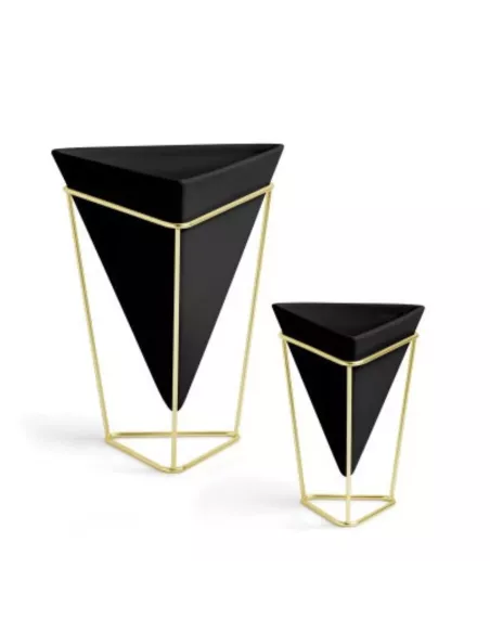 Pot de Fleur de table ou Vide poche à poser - Trigg - Céramique Noire - Lot de 2