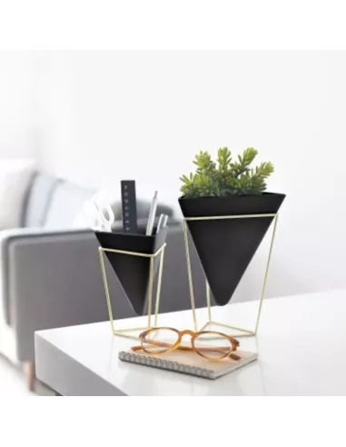 Pot de Fleur de table ou Vide poche à poser - Trigg - Céramique Noire - Lot de 2