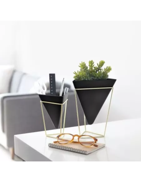 Pot de Fleur de table ou Vide poche à poser - Trigg - Céramique Noire - Lot de 2