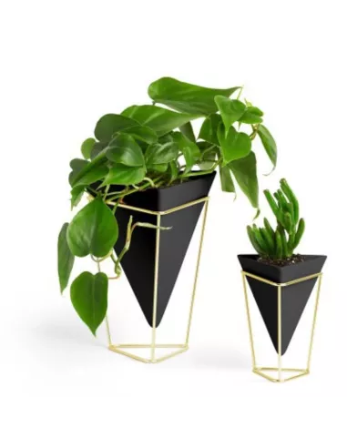 Pot de Fleur de table ou Vide poche à poser - Trigg - Céramique Noire - Lot de 2