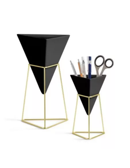 Pot de Fleur de table ou Vide poche à poser - Trigg - Céramique Noire - Lot de 2