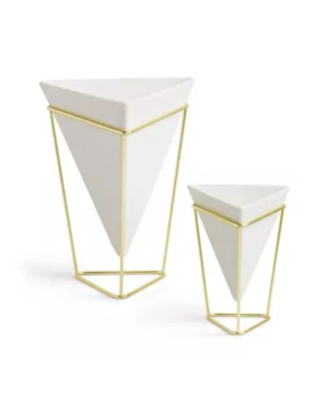 Pot de Fleur de table ou Vide poche à poser - Trigg - Céramique Blanche - Lot de 2