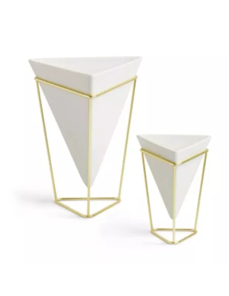 Pot de Fleur de table ou Vide poche à poser - Trigg - Céramique Blanche - Lot de 2