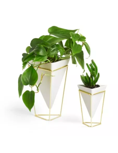 Pot de Fleur de table ou Vide poche à poser - Trigg - Céramique Blanche - Lot de 2