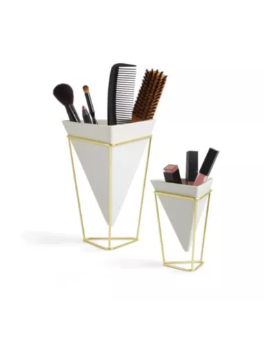 Pot de Fleur de table ou Vide poche à poser - Trigg - Céramique Blanche - Lot de 2