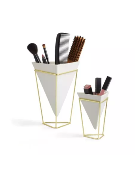 Pot de Fleur de table ou Vide poche à poser - Trigg - Céramique Blanche - Lot de 2