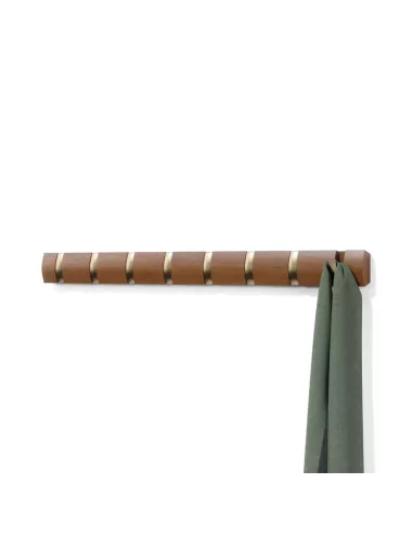 Porte manteau mural - Flip 8 Crochets - Noyer / Doré