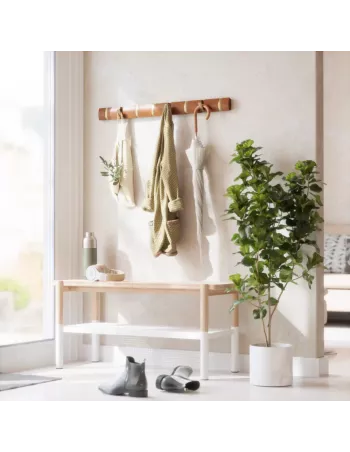 Porte manteau mural - Flip 8 Crochets - Noyer / Doré 2