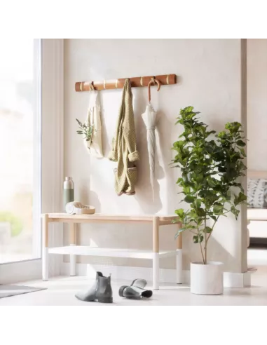 Porte manteau mural - Flip 8 Crochets - Noyer / Doré