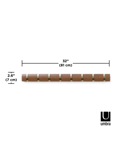 Porte manteau mural - Flip 8 Crochets - Noyer / Doré