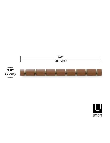 Porte manteau mural - Flip 8 Crochets - Noyer / Doré