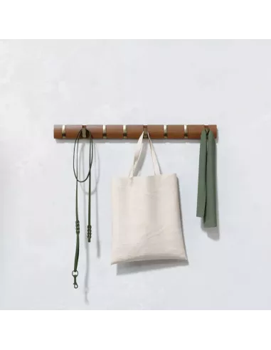 Porte manteau mural - Flip 8 Crochets - Noyer / Doré