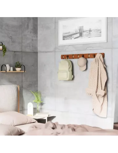 Porte manteau mural - Flip 8 Crochets - Noyer / Doré