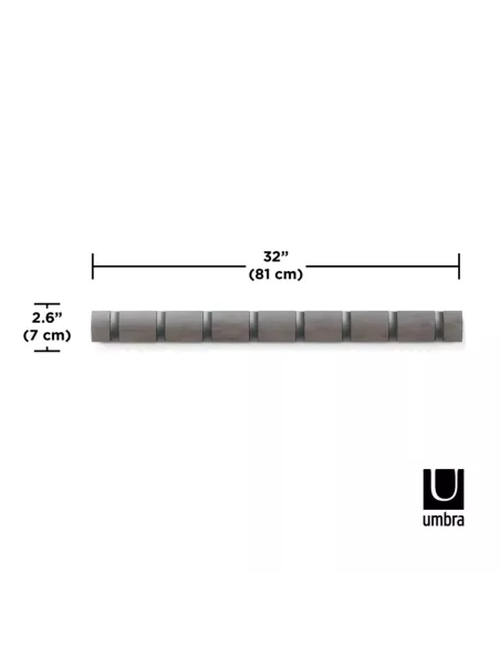 Porte manteau mural - Flip 8 Crochets - Gris / Etain