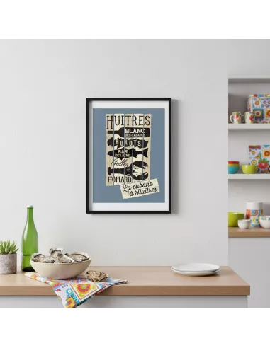 La Cabane à Huitres - Affiche vintage 30x40cm - Derrière La Porte