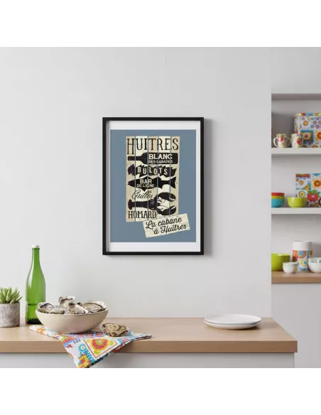 La Cabane à Huitres - Affiche vintage 30x40cm - Derrière La Porte