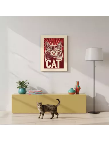 Affiche décoration murale "Chat Obey" - 30x40cm - Derrière La Porte