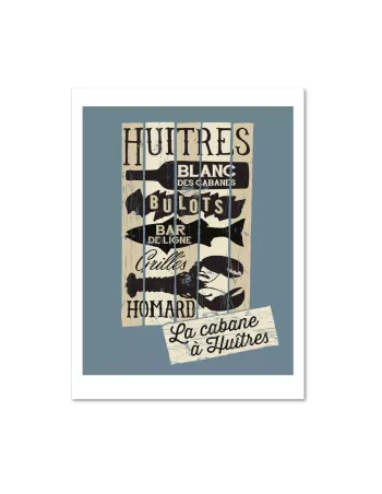 La Cabane à Huitres - Affiche vintage 30x40cm - Derrière La Porte