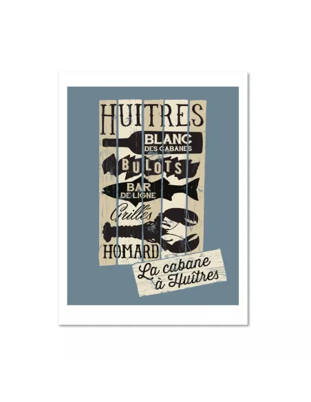 La Cabane à Huitres - Affiche vintage 30x40cm - Derrière La Porte