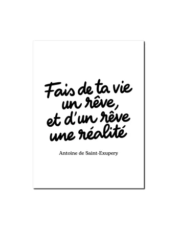 Affiche décoration murale "Fais de ta vie un rêve" - 30x40cm - Derrière La Porte