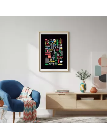 Affiche décoration murale "La vie en capitales" - 30x40cm - Derrière La Porte 2