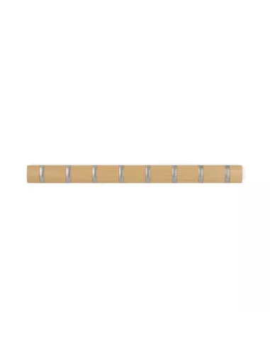 Porte Manteau Mural Flip 8 Hook - coloris Argent et Bois naturel