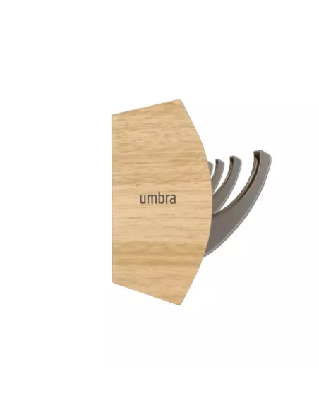 Porte Manteau Mural Flip 8 Hook - coloris Argent et Bois naturel