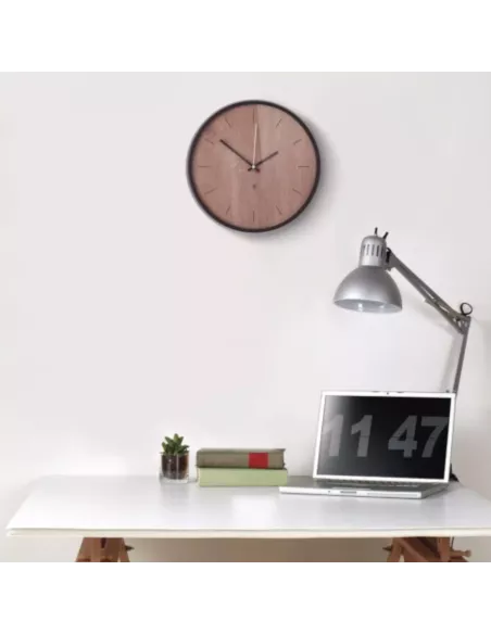 Horloge Murale silencieuse en bois et métal  - Madera - Noyer noir