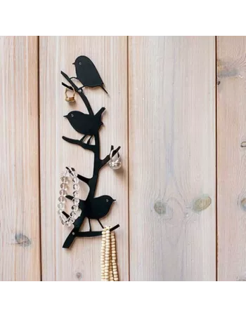 Patère murale 4 crochets "Oiseaux du jardin" en métal noir - Wildlife Garden 2