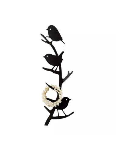 Patère murale 4 crochets "Oiseaux du jardin" en métal noir - Wildlife Garden