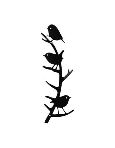 Patère murale 4 crochets "Oiseaux du jardin" en métal noir - Wildlife Garden