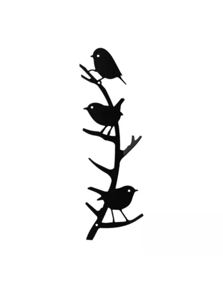 Patère murale 4 crochets "Oiseaux du jardin" en métal noir - Wildlife Garden
