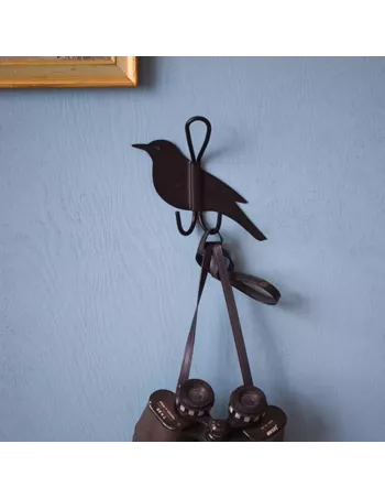Patère Double "Merle" oiseau en métal noir - Wildlife Garden 2