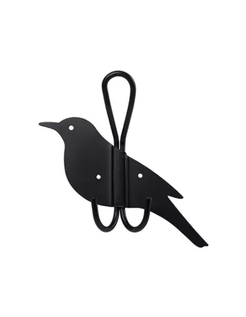 Patère Double "Merle" oiseau en métal noir - Wildlife Garden