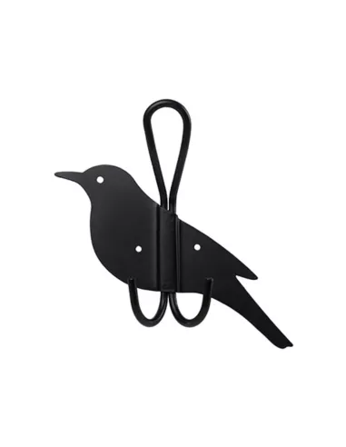 Patère Double "Merle" oiseau en métal noir - Wildlife Garden
