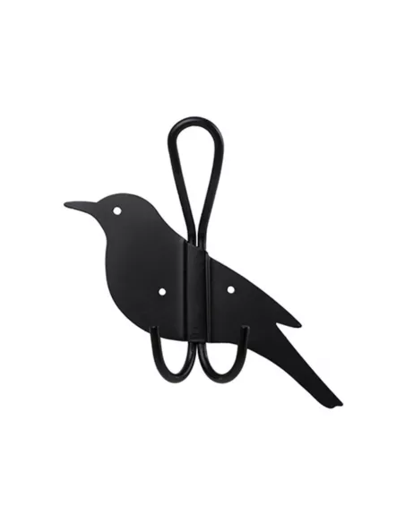 Patère Double "Merle" oiseau en métal noir - Wildlife Garden