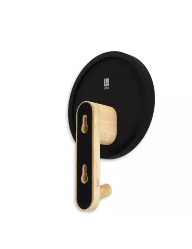 Patère murale Miroir - 1 Crochet - Hub bois clair et caoutchouc - Umbra