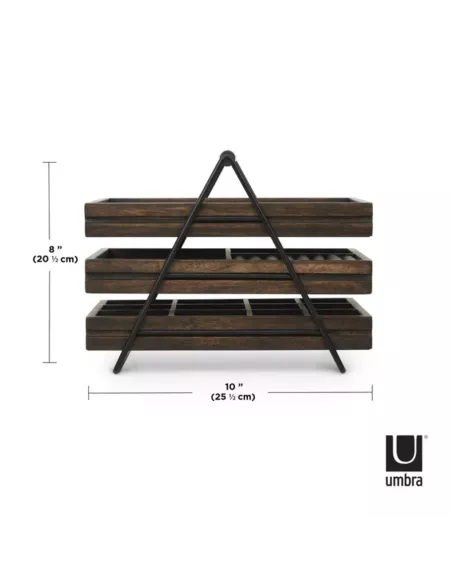 Terrace Plateau de rangement pour bijoux - 3 niveaux - Noyer