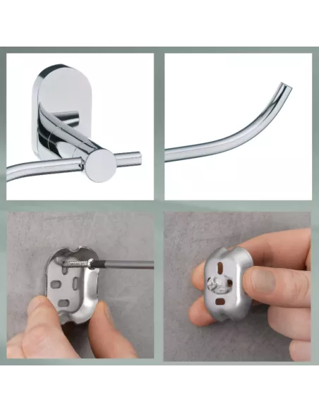 Porte Serviette Mural Rond Inox Brillant Lucido