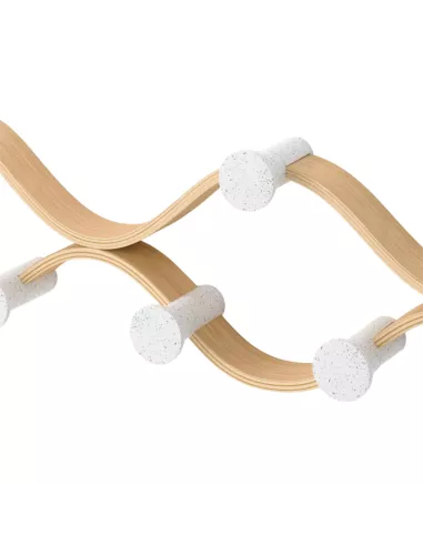 Porte manteaux  mural "Montage" - 6 Crochets - Blanc et Bois naturel