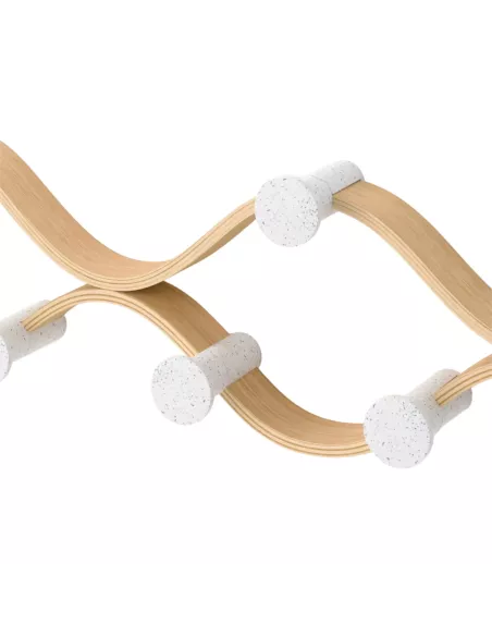 Porte manteaux  mural "Montage" - 6 Crochets - Blanc et Bois naturel