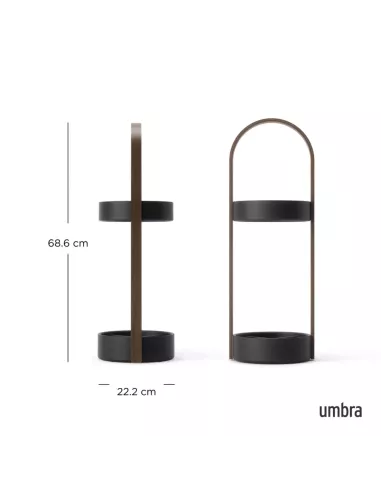 Porte Parapluie en Bois - Noir et Noyer